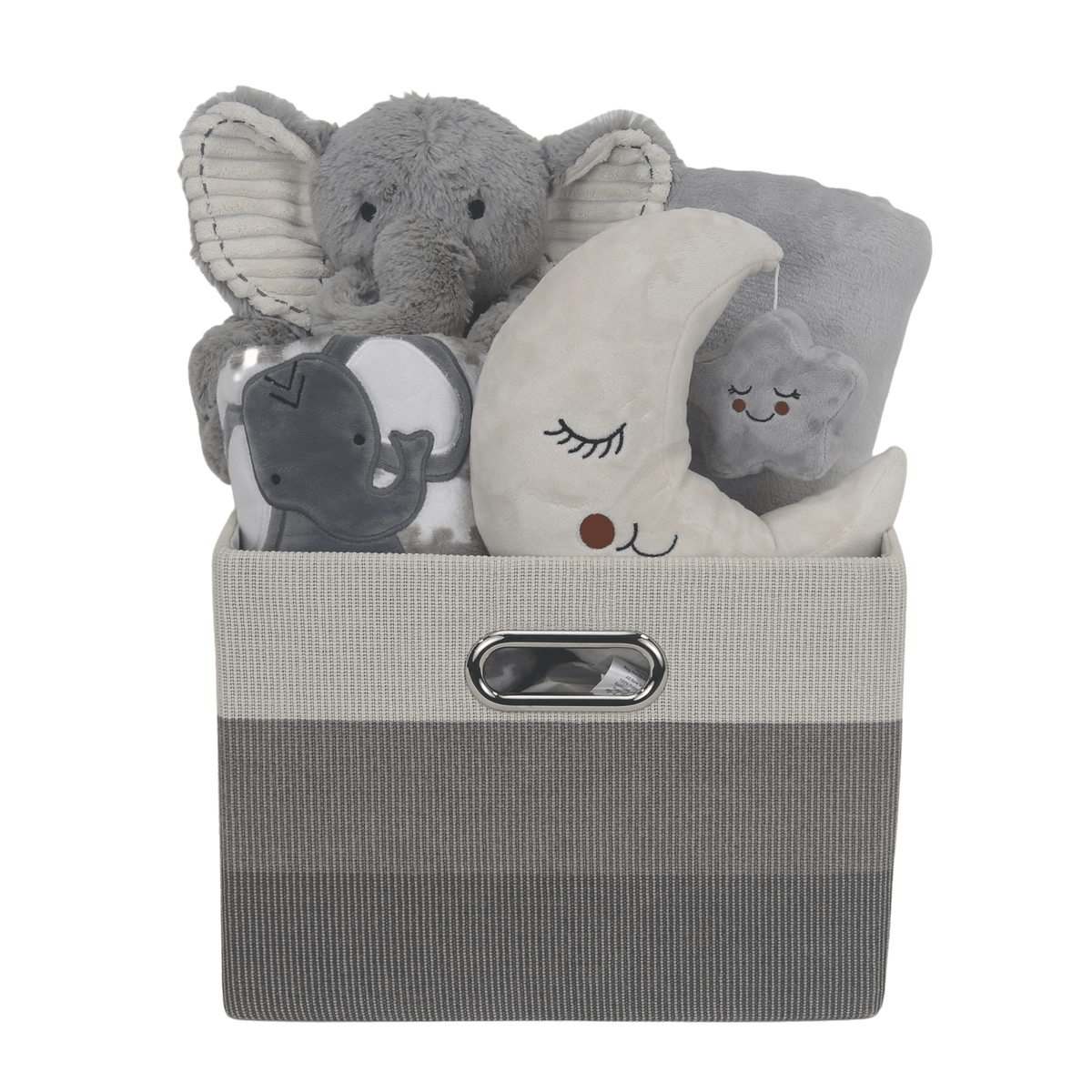 gray baby gift basket