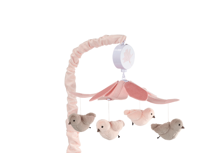 pink bird baby crib mobile