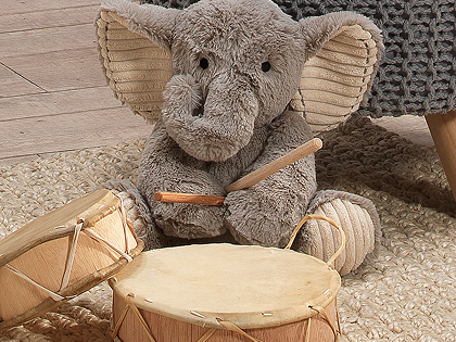 elephant plush with a drum