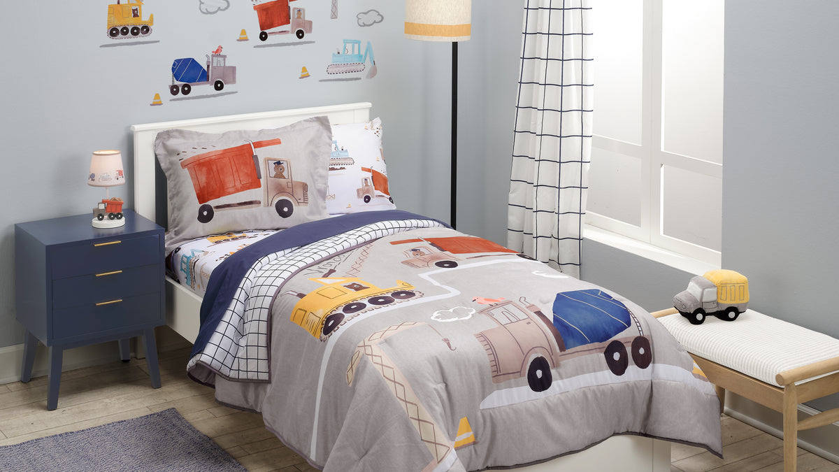 Construction Zone Twin Bedding in Child Room