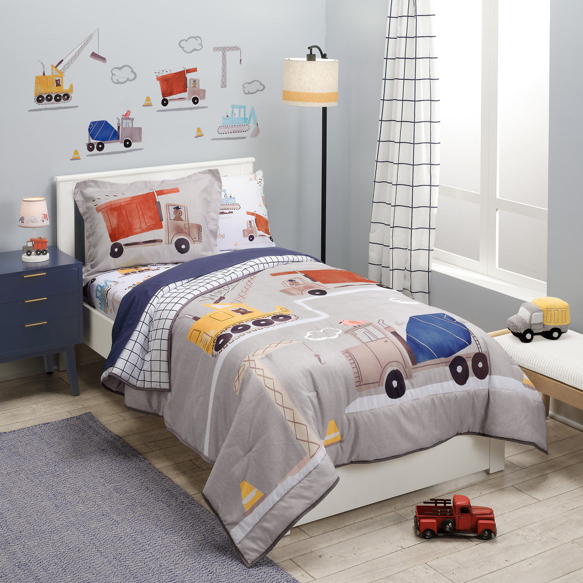 Construction Zone Twin Bedding in Childs room