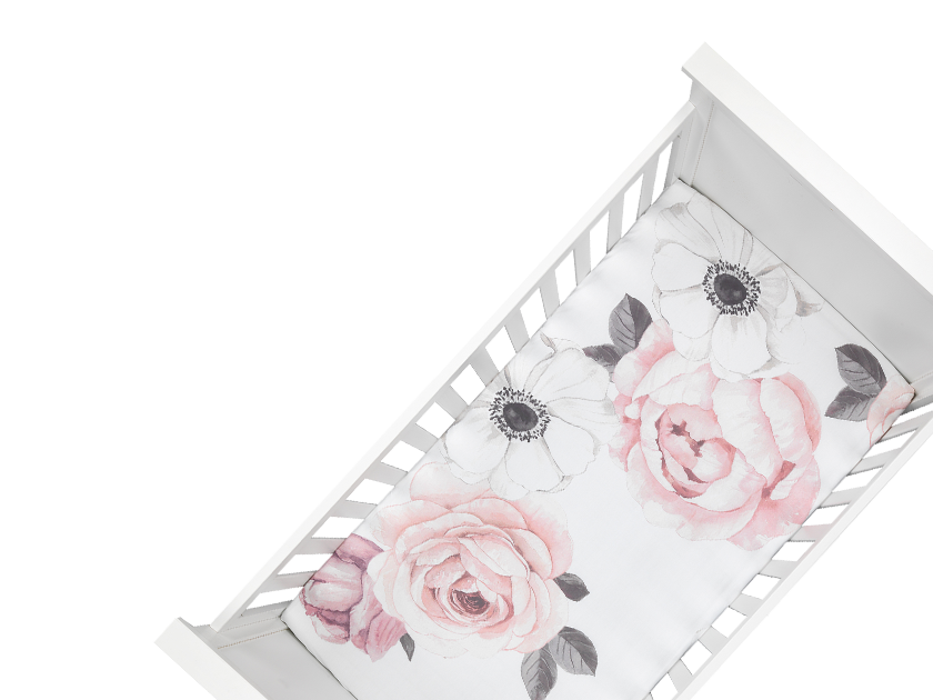 pink floral baby crib sheet