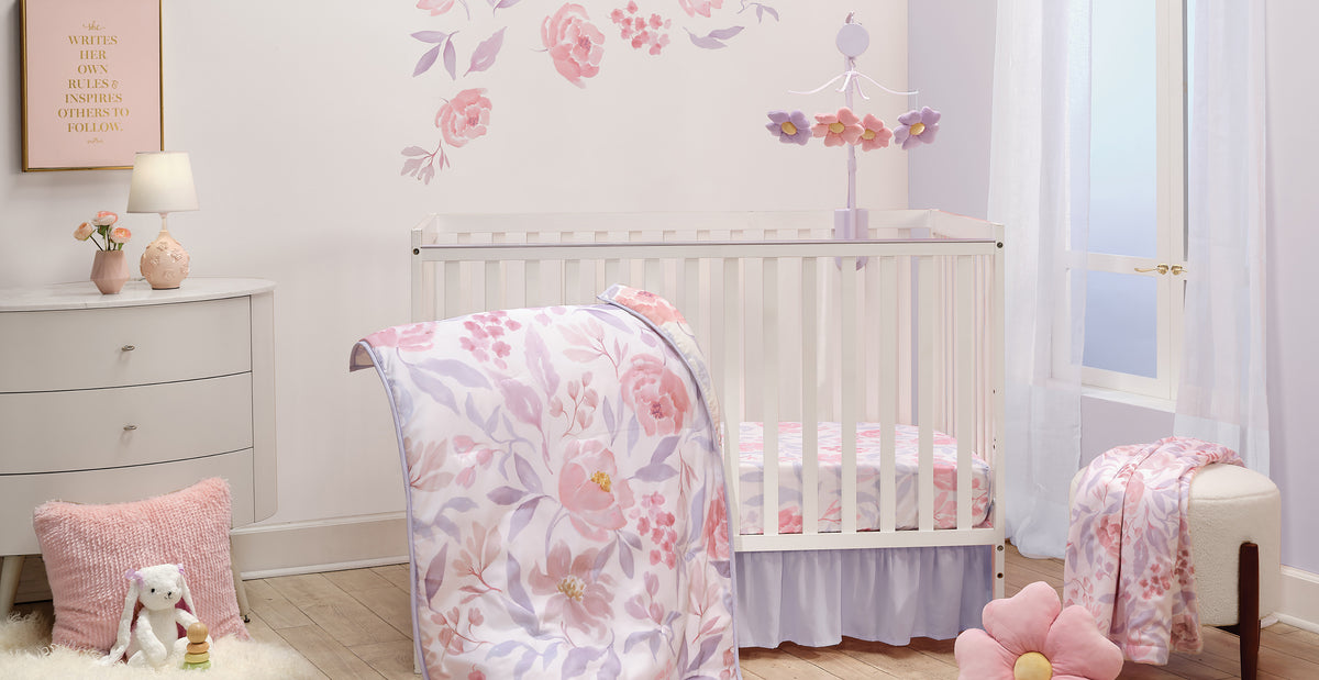 lavender floral nursery bedding