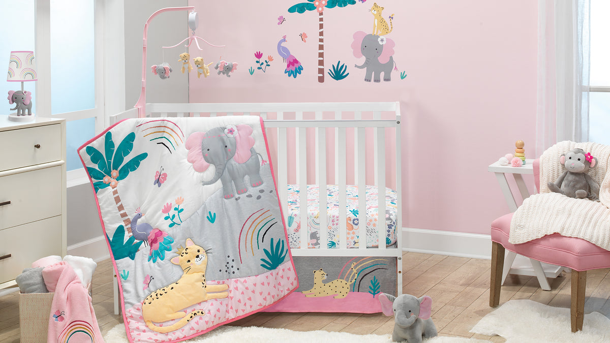 rainbow jungle nursery bedding