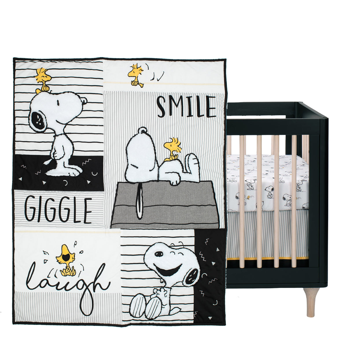 Black and white crib set on sale