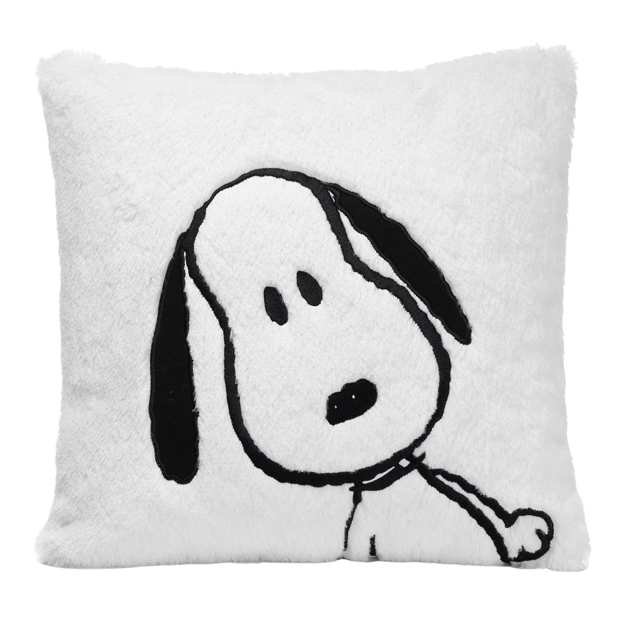 Classic Snoopy White/Black Furry Decorative Nursery Throw Pillow 