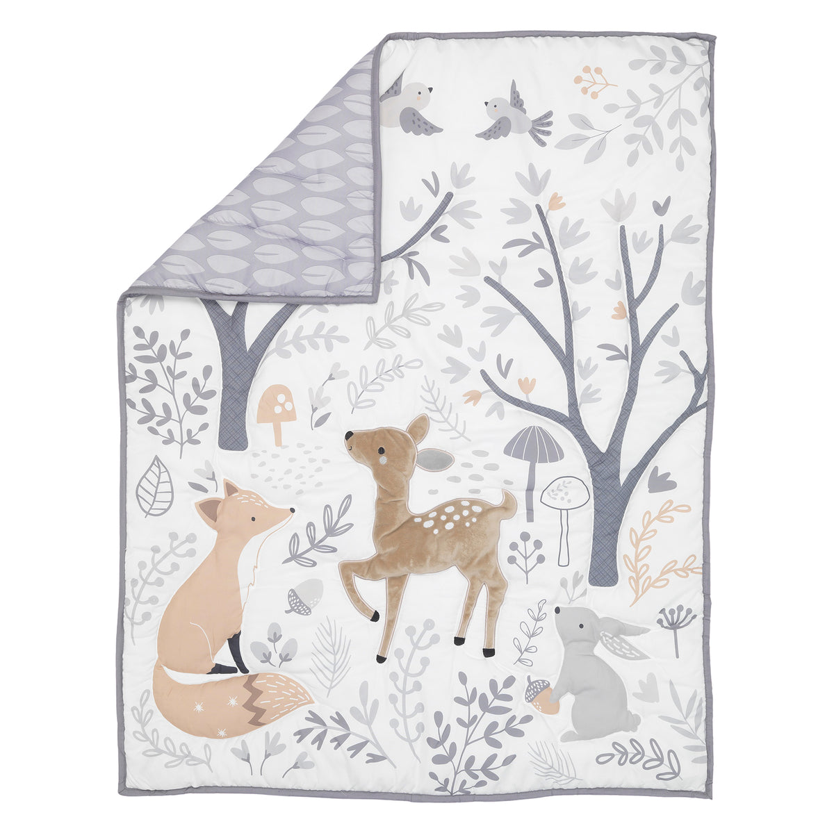 Deer Park Woodland 3 Piece Nursery Baby Crib Bedding Set Gray Lambs Ivy