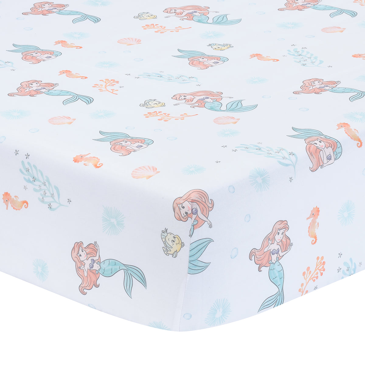 Disney Baby The Little Mermaid White Fitted Crib Sheet Ariel Lambs Ivy