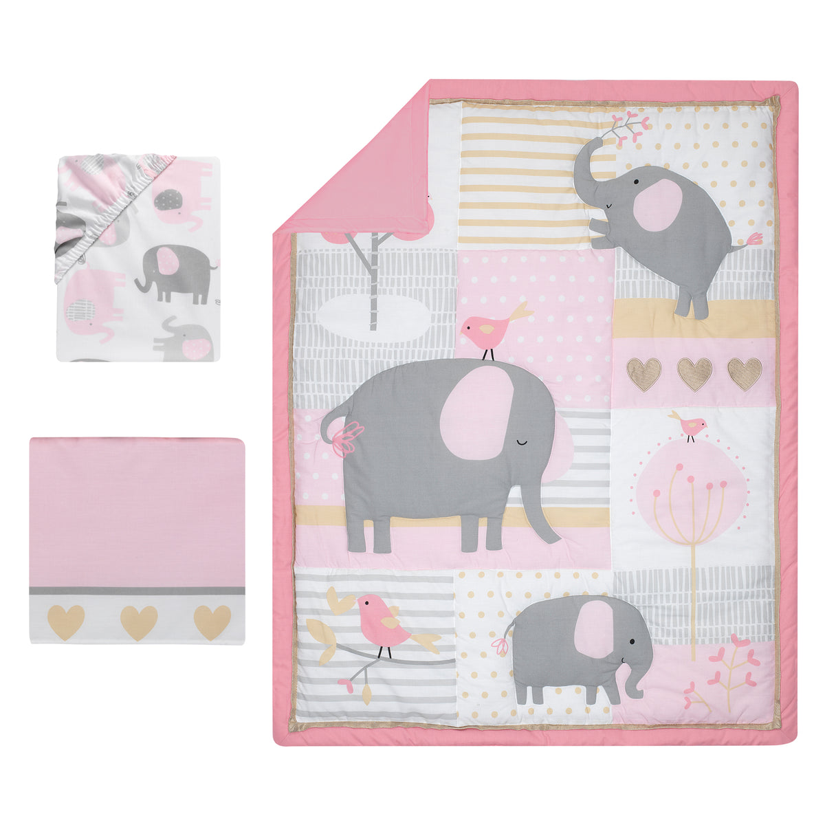 Pink elephant nursery bedding best sale