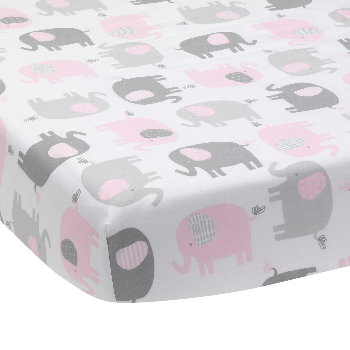 Pink and gray cheap elephant crib bedding set