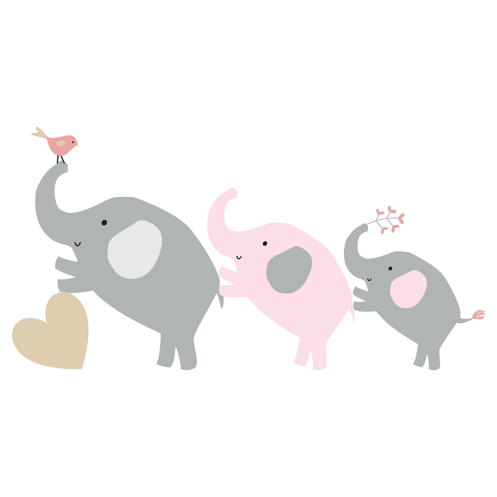 Eloise Gray/Pink/Gold Elephant Nursery Wall Decals – Lambs \u0026 Ivy, image size:2000x2000