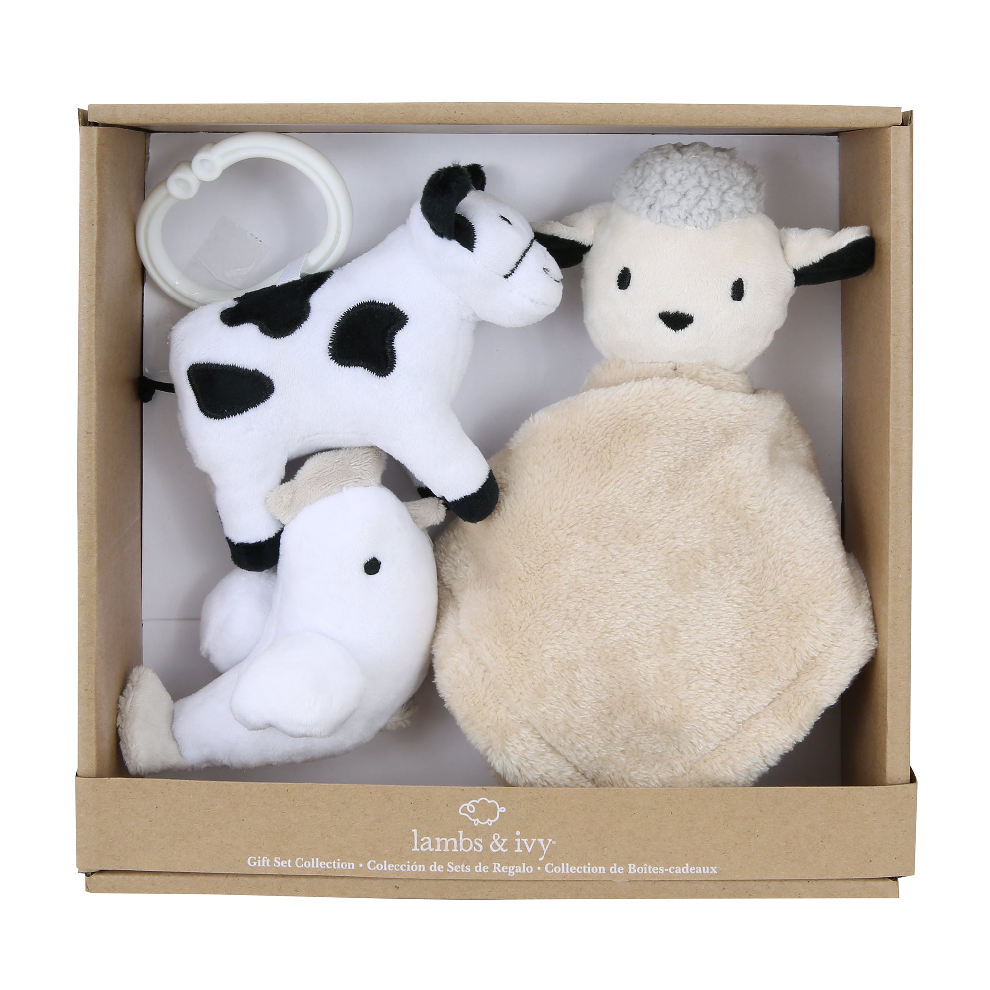 Farm 3-Piece Infant/Baby Plush Toy Gift Set - Sheep, Cow, Chicken 