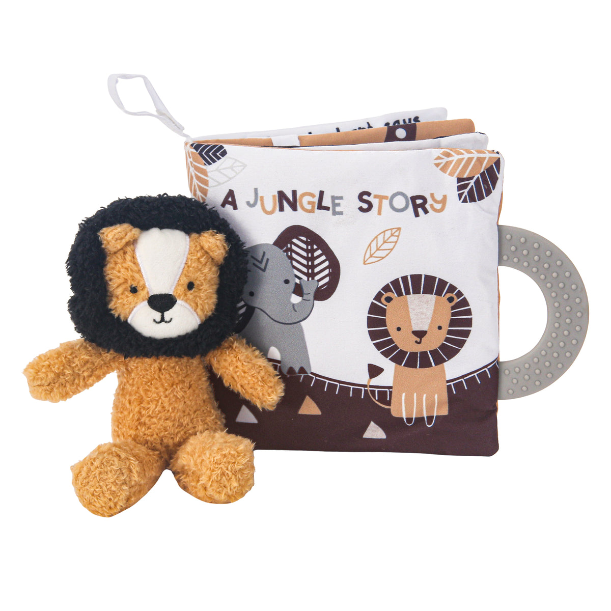 Jungle Story Developmental Soft Book & Lion Plush Toy Gift Set