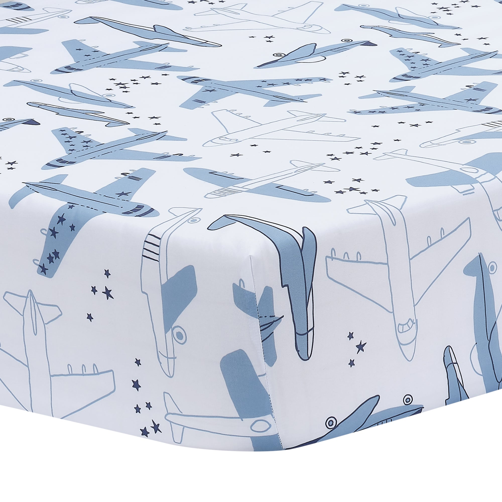 Bedtime Originals Little Aviator Airplane Fitted Crib Sheet - Soft Microfiber, Standard Crib Size (28"x52")