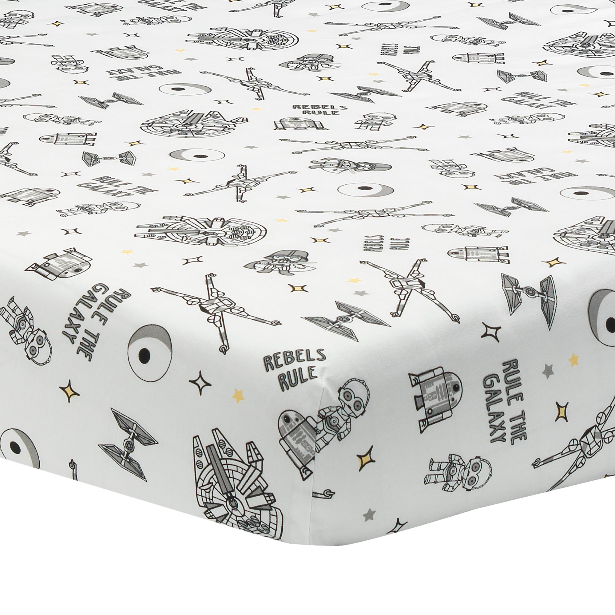 Set Letto 4 Pezzi Star Wars Rule The Galaxy Per Bambini, Microfibra Morbida, Blu/grigio/bianco, Misura Standard 71x132 Cm - Piumino, Lenzuolo, Federa Reversibile