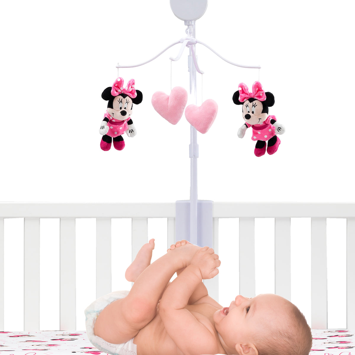 Disney Baby Minnie Mouse Love Pink Musical Baby Crib Mobile Soother Lambs Ivy