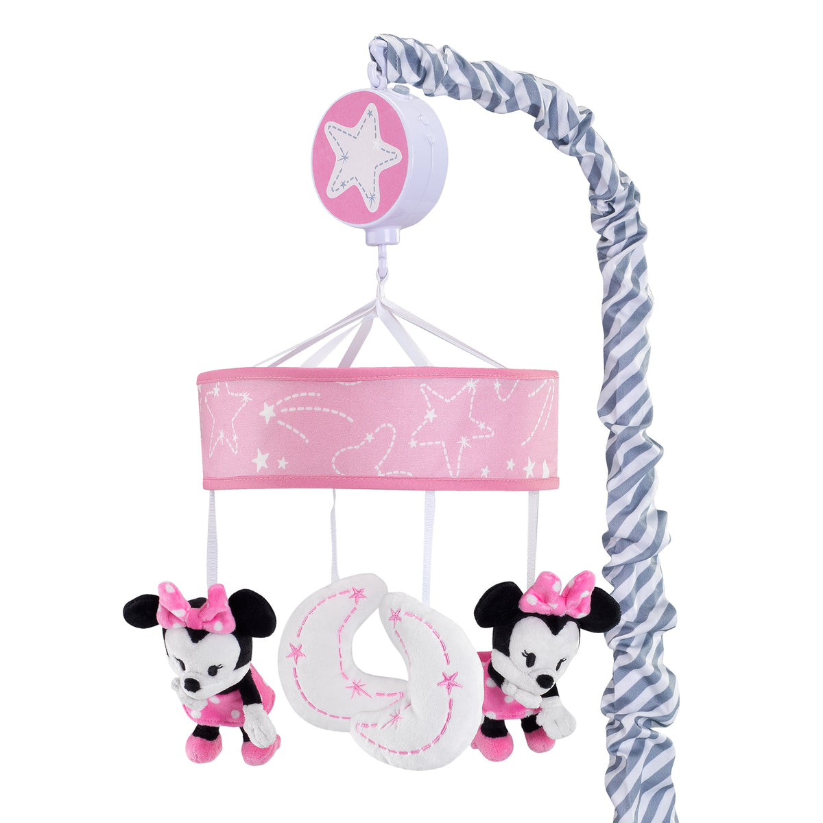 Disney Baby Minnie Mouse Pink Gray Musical Crib Mobile Lambs Ivy