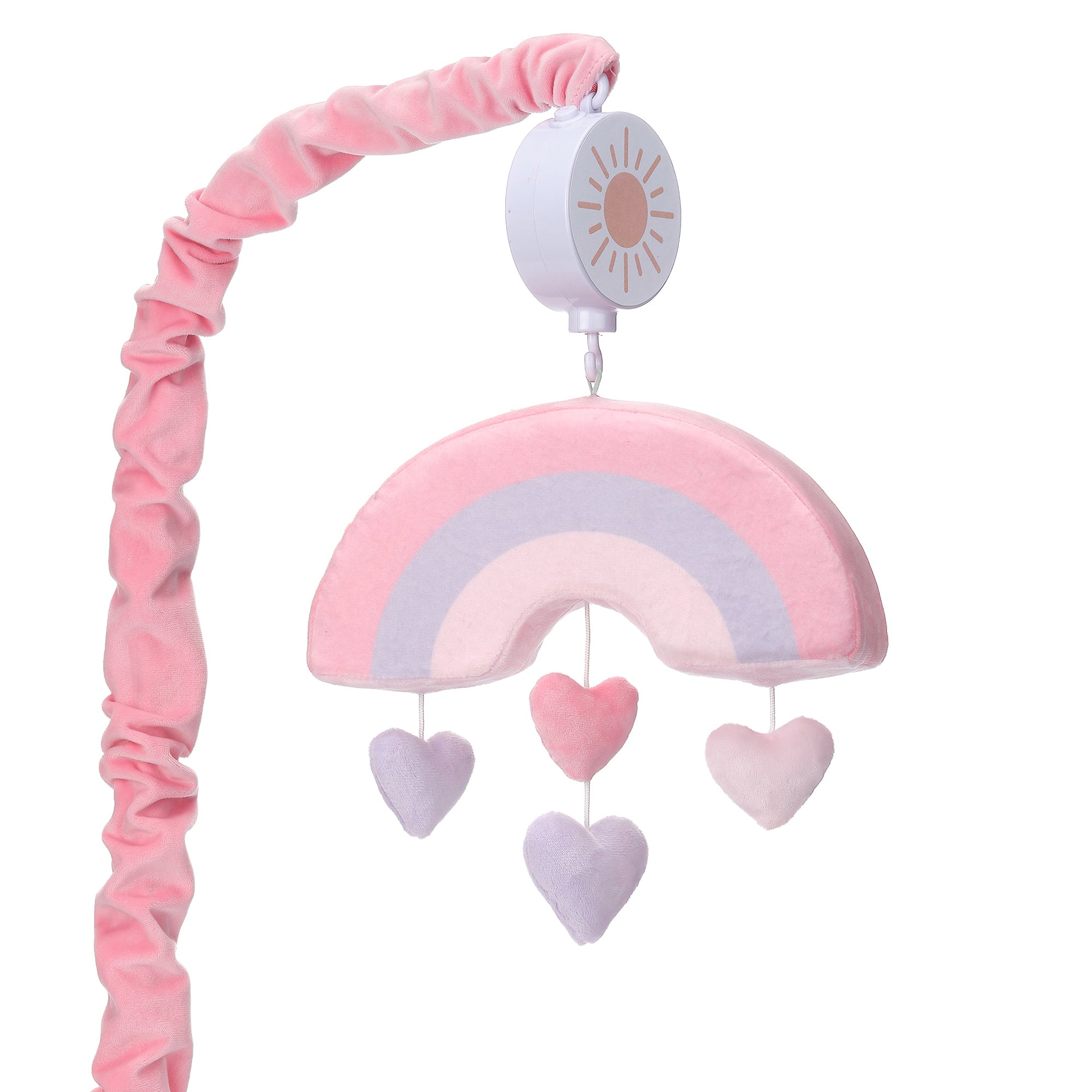 Rainbow Hearts Pink/Purple Musical Baby Crib Mobile Soother Toy  display picture 1