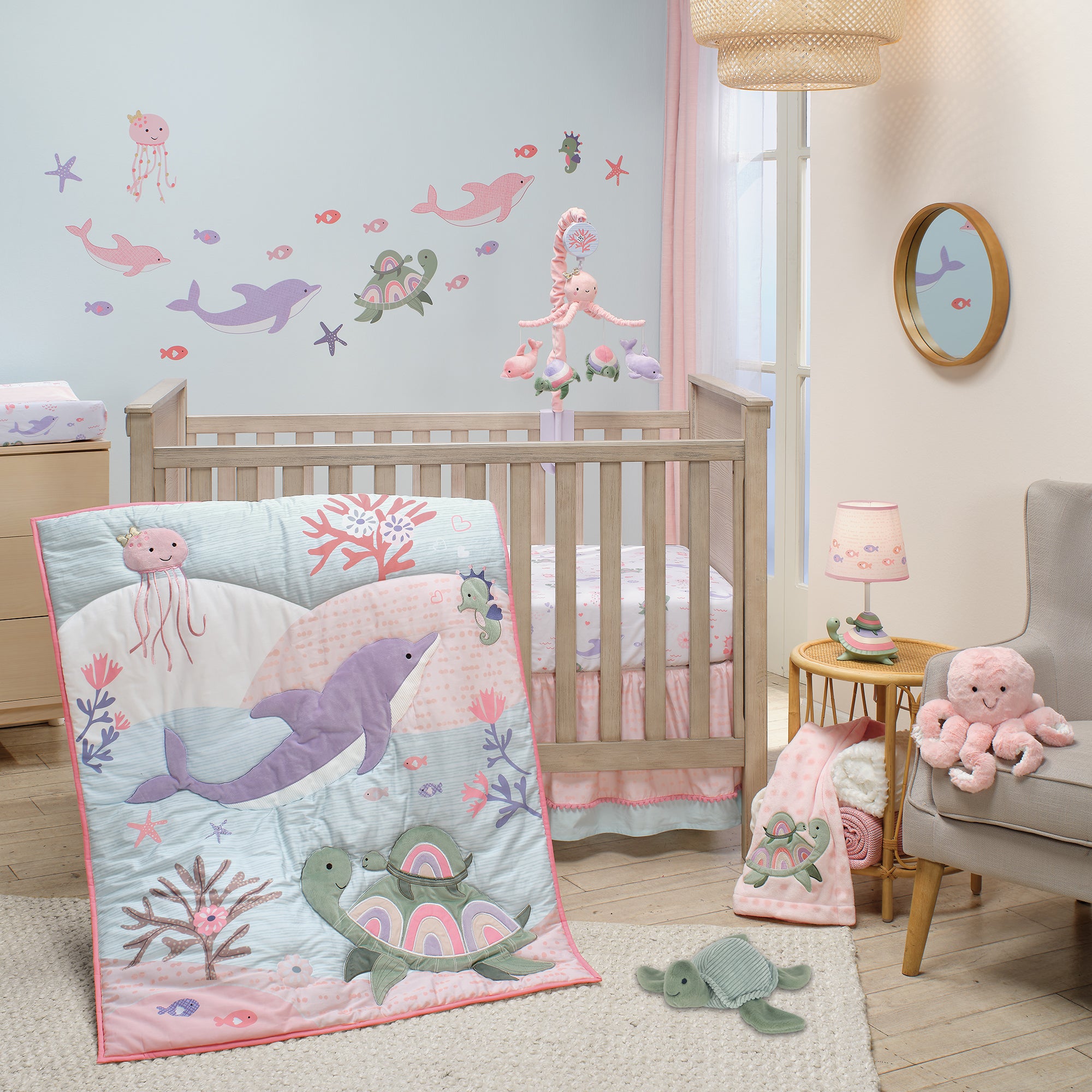 Baby Girl Sea Nursery Theme Sea Dreams 3-Piece Dolphin/Turtle
