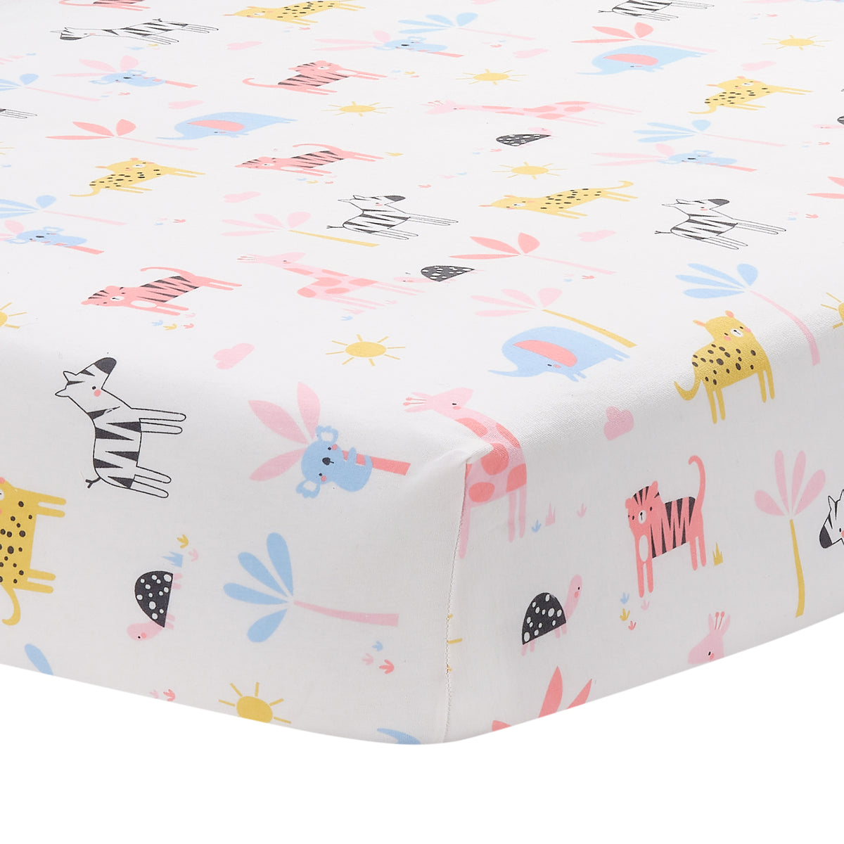 Snuggle Jungle Pastel Safari Cotton Jersey Baby Fitted Crib Sheet