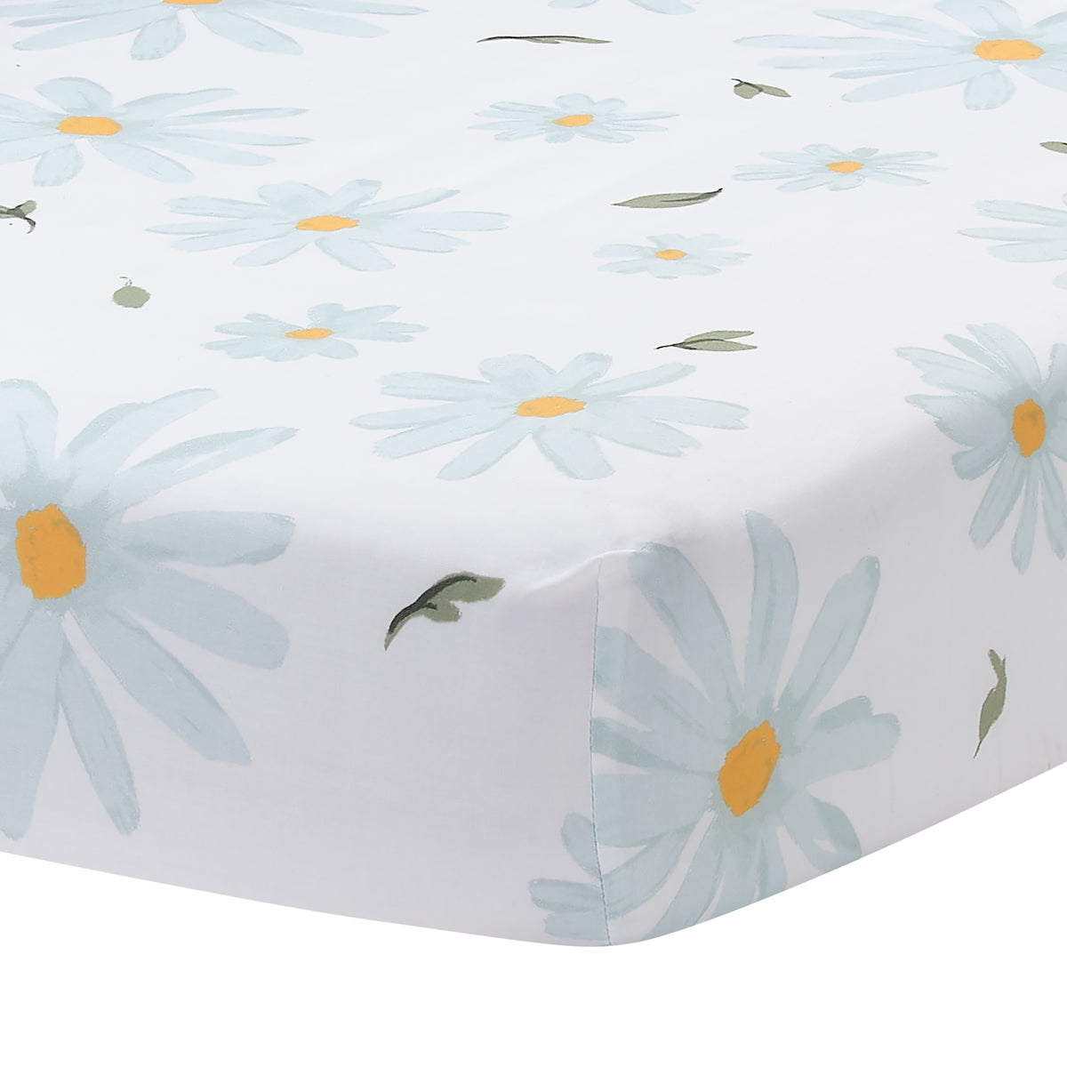 Sweet Daisy 100 Cotton White Blue Floral Baby Fitted Crib Sheet Lambs Ivy