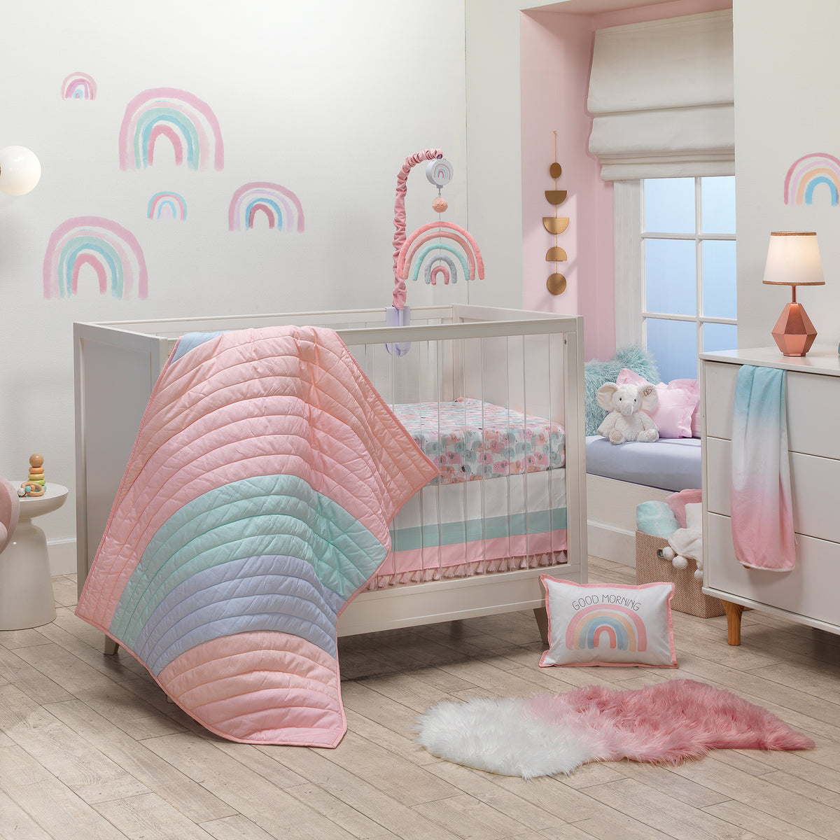 Pale pink baby bedding best sale