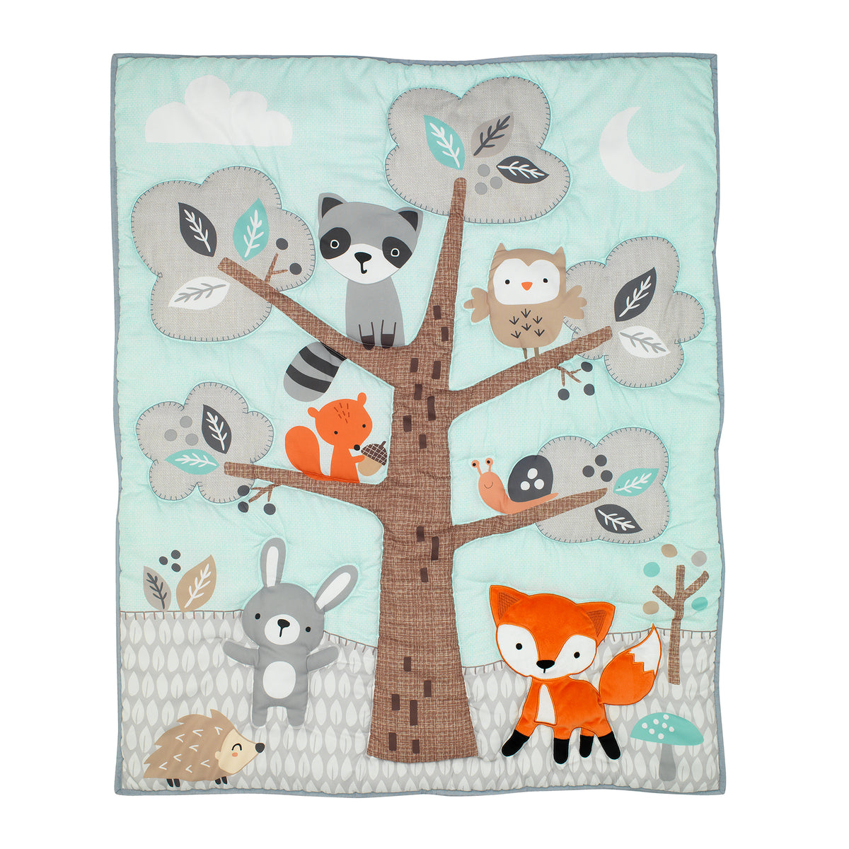 Woodland Friends Animals Mint Gray 5 Piece Crib Bedding Set Lambs Ivy