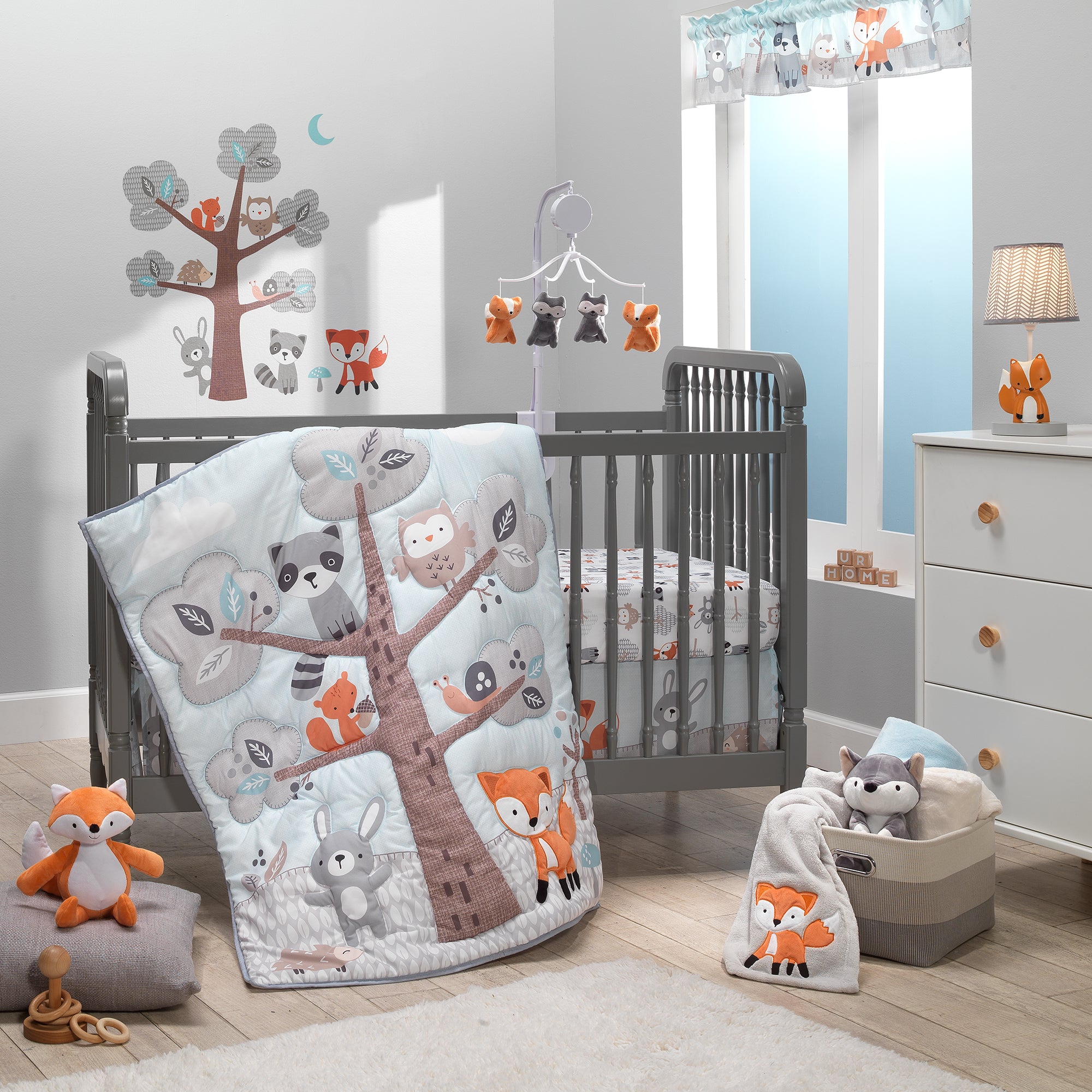Yibeizi Woodland Forest – Set Lenzuola Per Bambini 4 Pezzi In Microfibra – Stampa Animali Autunnali (Volpe, Orso, Gufo) – Tasca Profonda Fino A 38 Cm