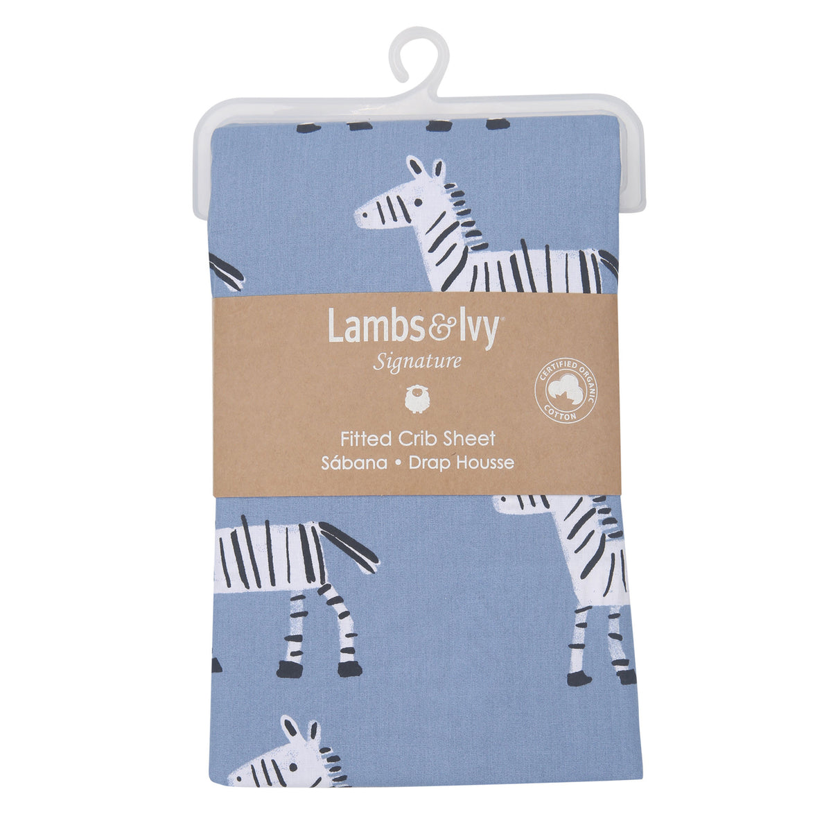 Signature Zebra Blue Organic Cotton Breathable Fitted Crib Sheet