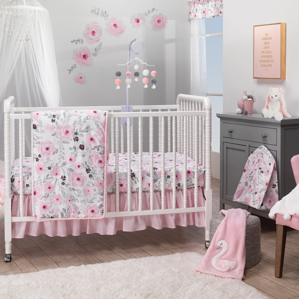 Light pink hot sale crib bedding