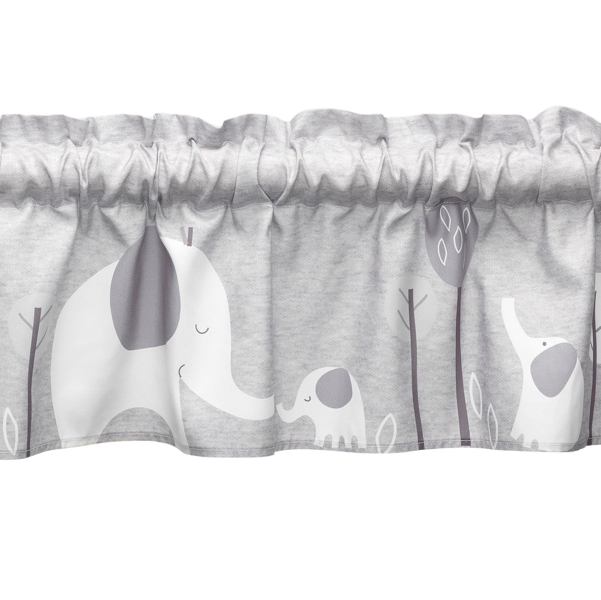 Nursery 2024 Window Valance in Gray Elephant Print with Light Pink