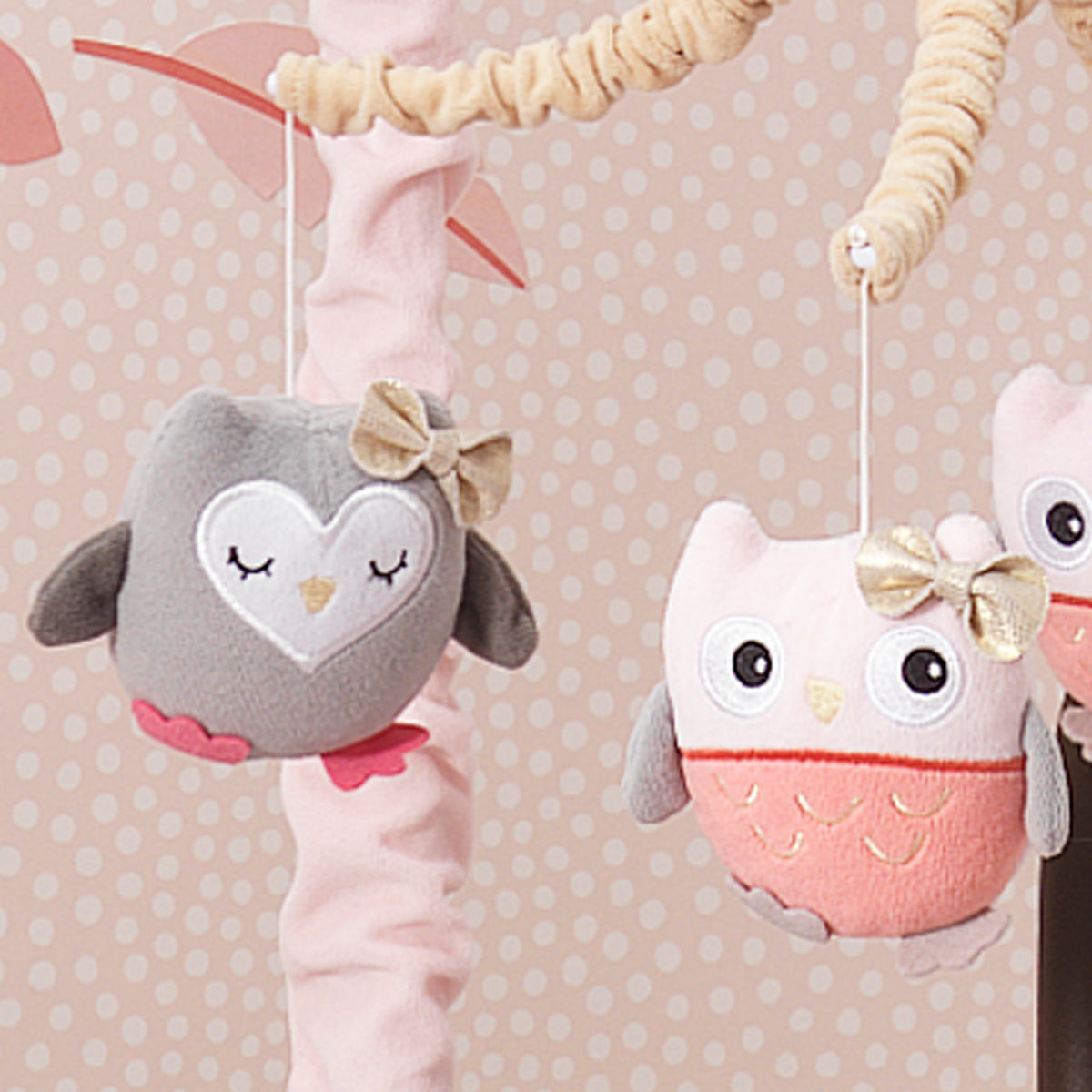 Family Tree Pink/Gray/Tan Owl Musical Baby Crib Mobile – Lambs & Ivy