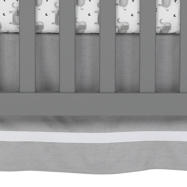 Signature Gray Linen Crib Skirt by Lambs & Ivy