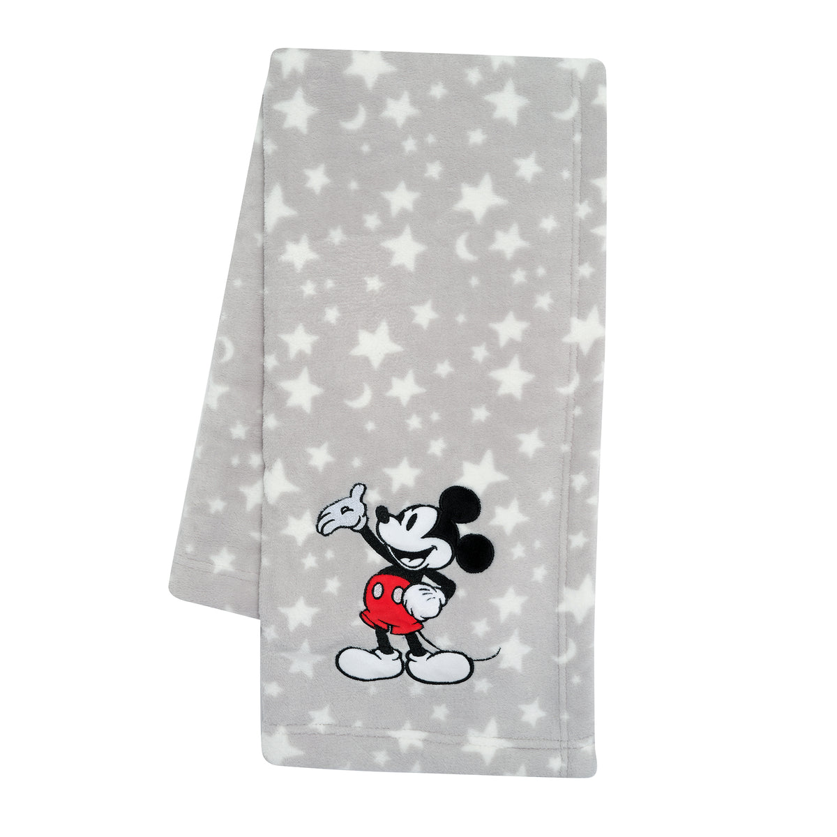 Disney Baby Mickey Mouse Stars Gray Soft Fleece Baby Blanket