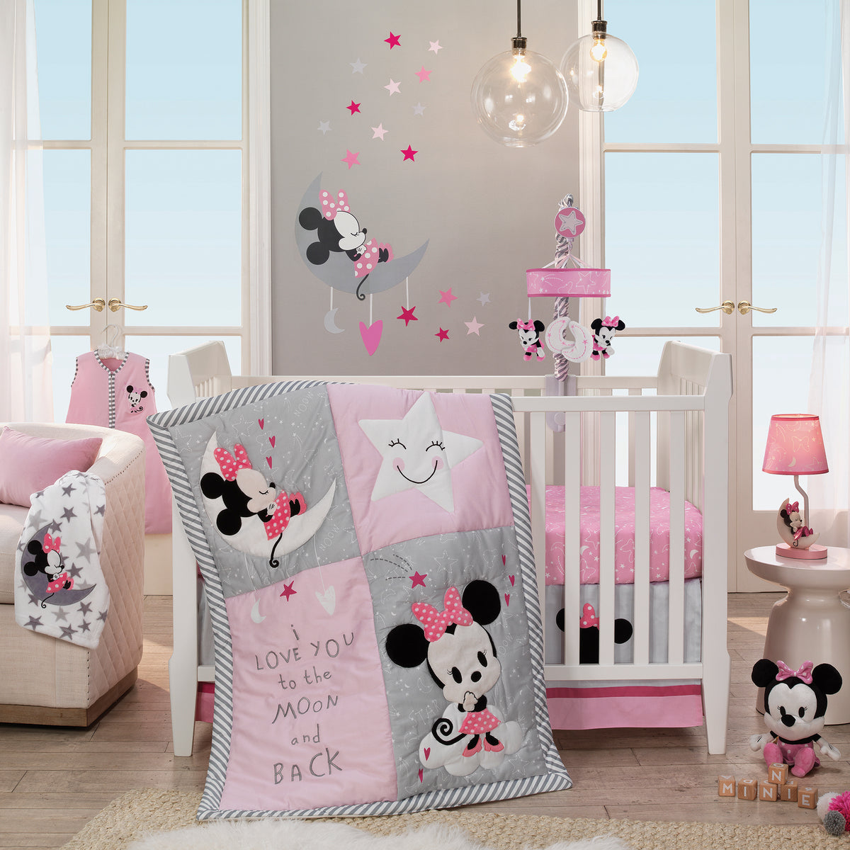 UNIQUE Disney Minnie Mouse Lamp Night Light Pink/Black White Polka Dots