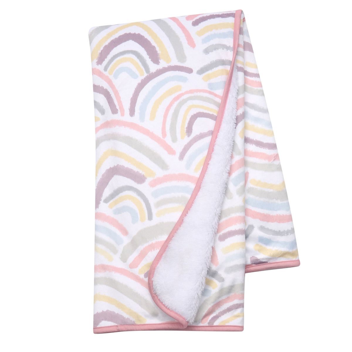 Plush Rainbow blanket, cozy minky Rainbow print store front, backed and edged with coordinating silky fabric. This blanket is approximately 40x50