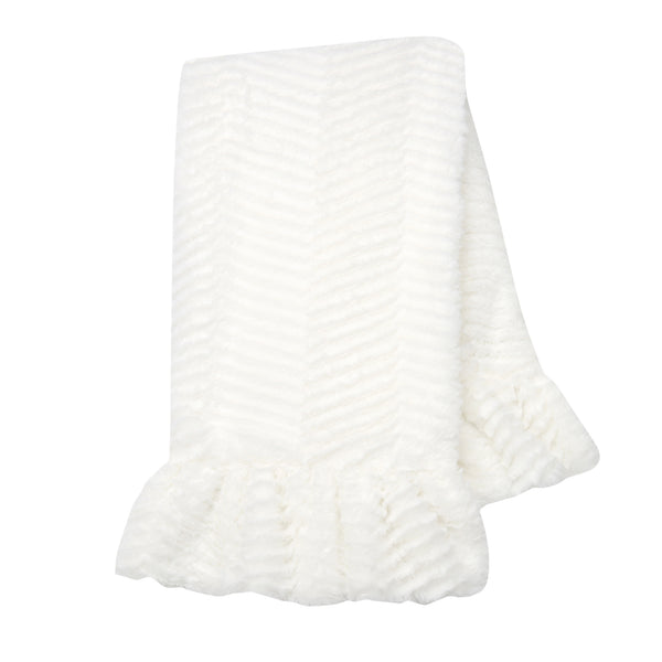 Signature Ruffled Lux Chevron Baby Blanket by Lambs & Ivy