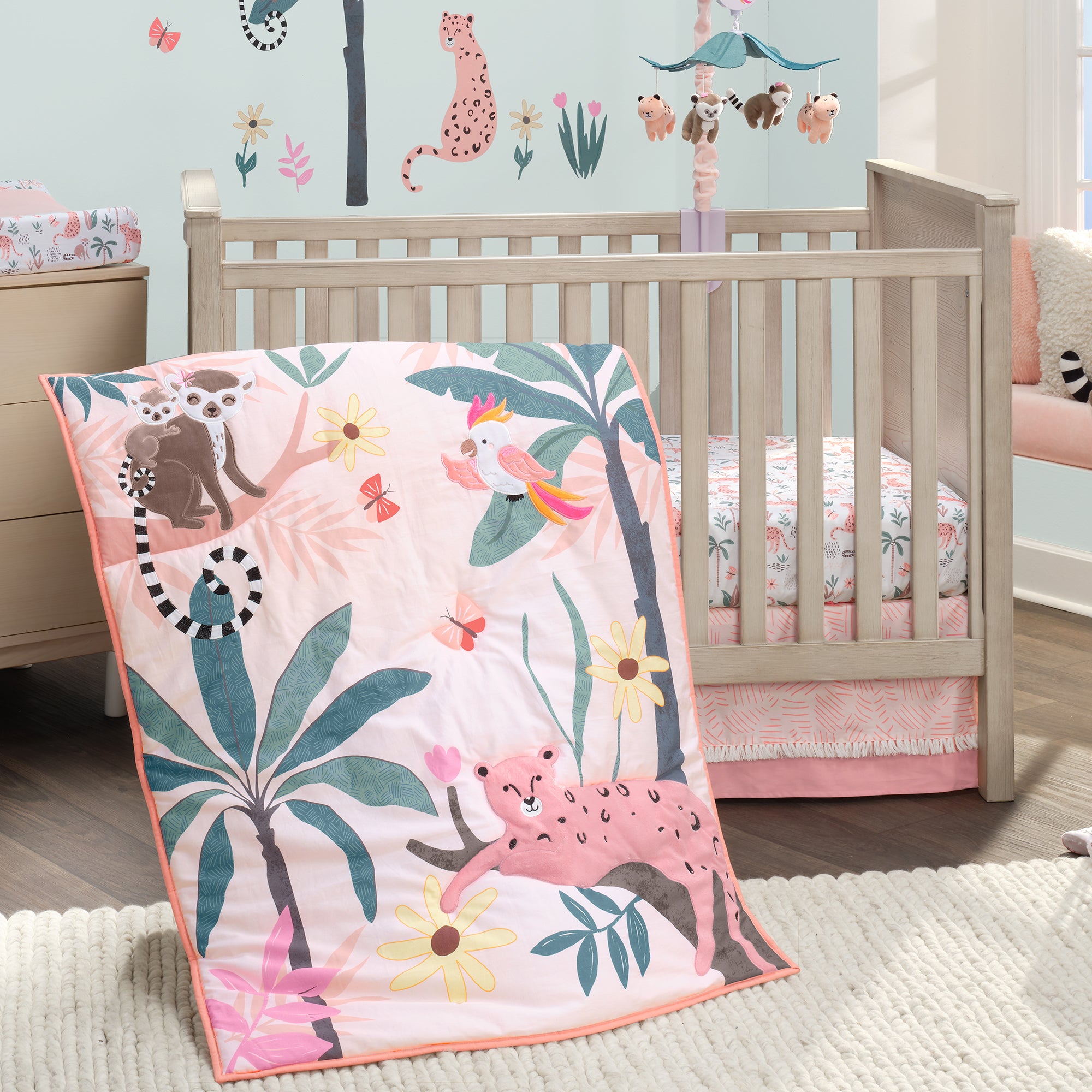 Lambs & Ivy Enchanted Safari Baby Blanket - Ultra Soft Minky & Sherpa, 30" X 40", White Jungle Theme