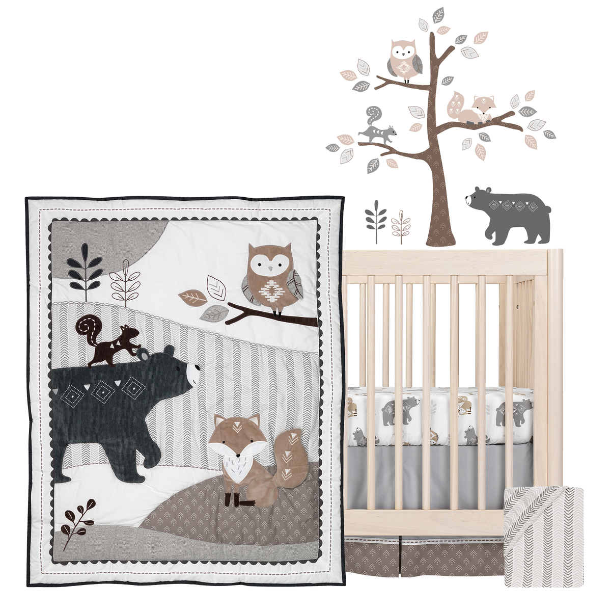 woodland forest crib bedding set