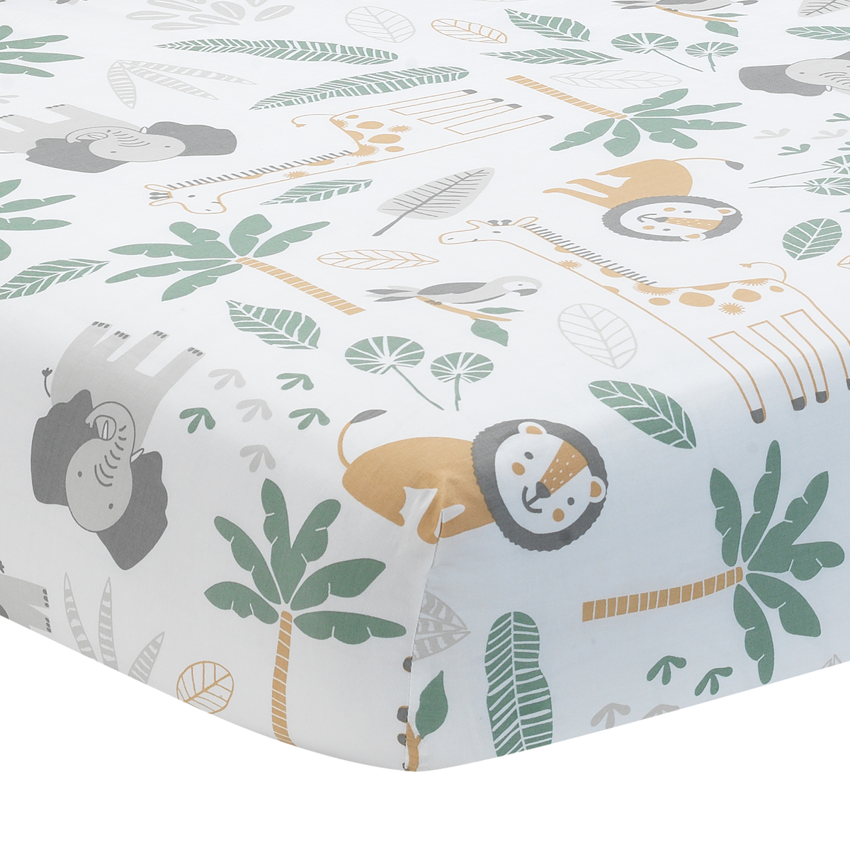 elephant and lion crib sheet