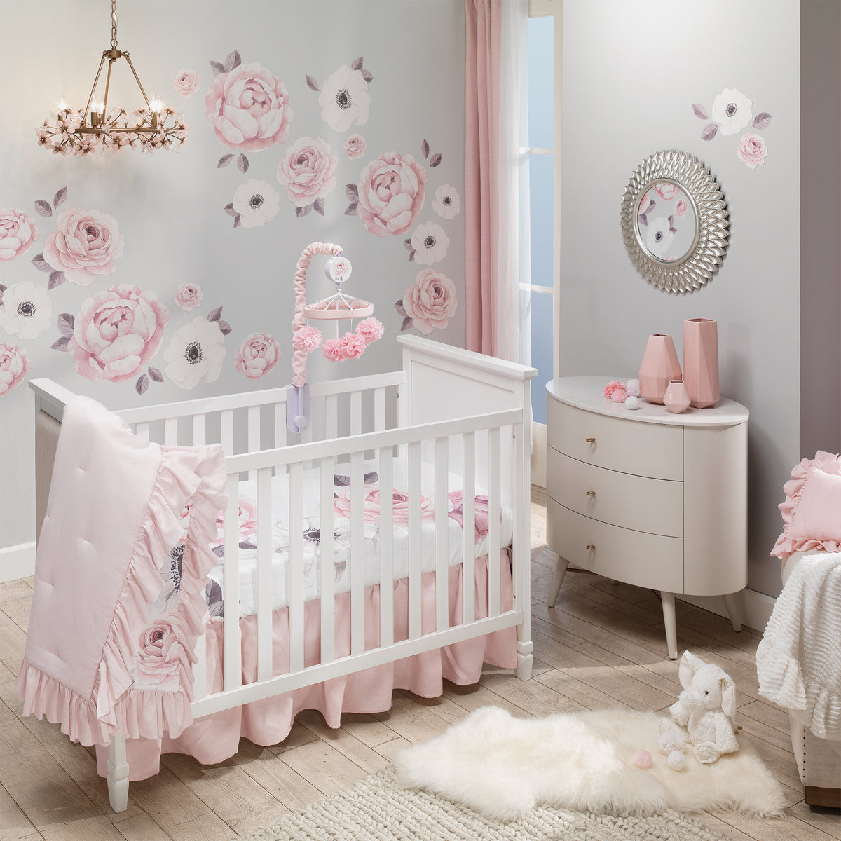 Floral Garden Nursery Decor | Purchase Pink Floral Nursery Bedding ...