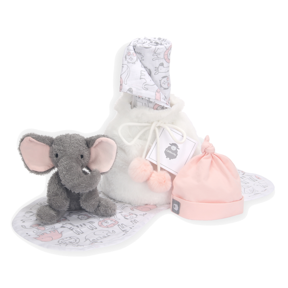 pink elephant newborn gift set