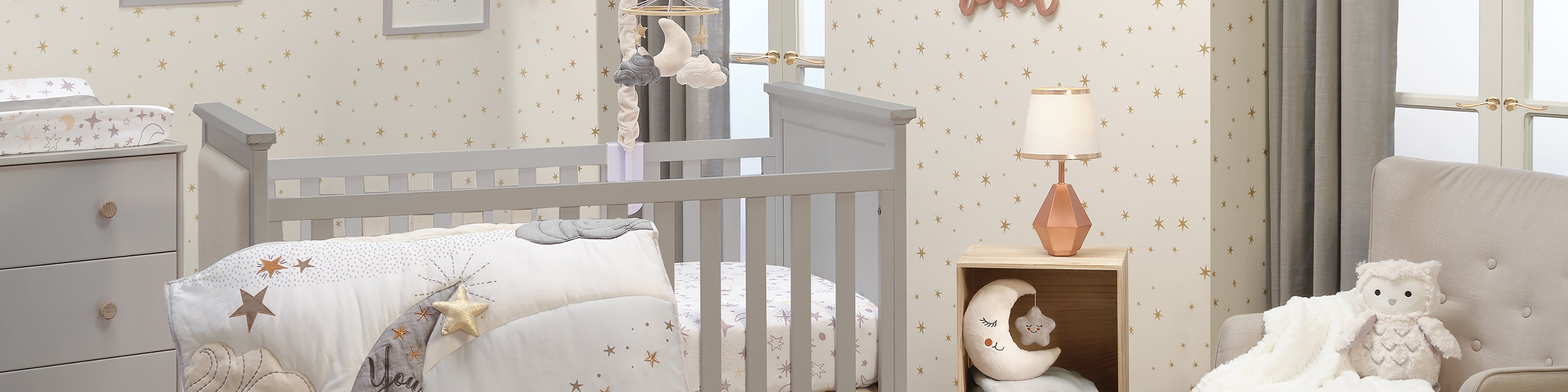 Oxford Baby Good Night Moon 3-Piece Crib Bedding Set - Celestial Nursery Theme