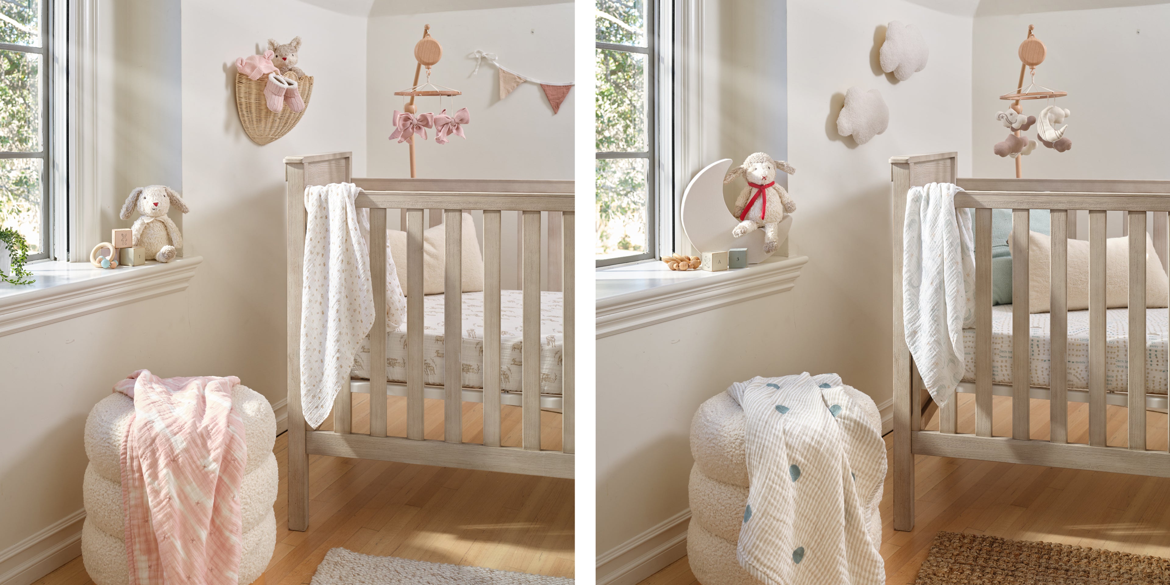 Signature Organic nurseries full of all natural crib sheets, blankets, swaddles, and mobiles for baby.