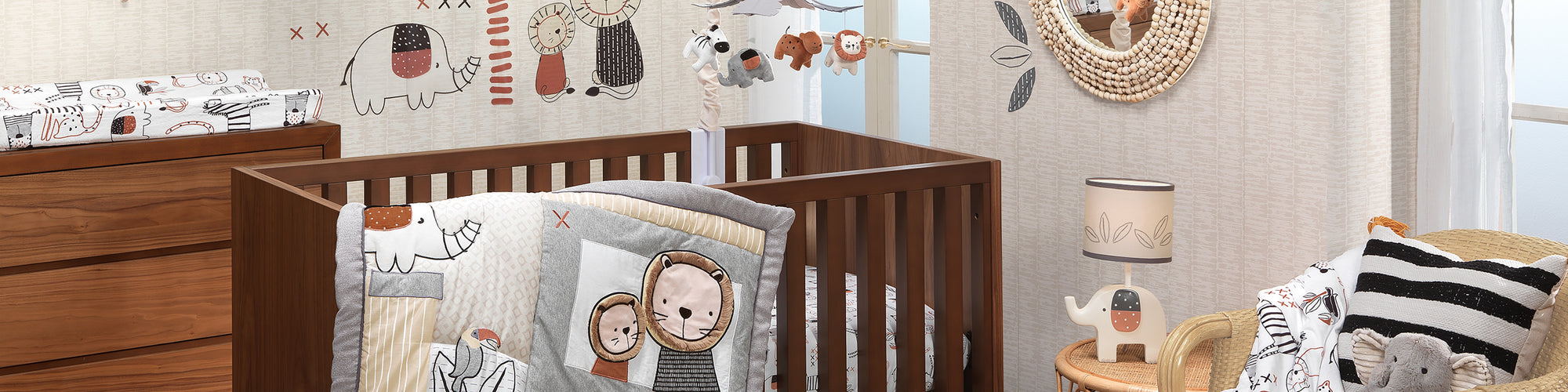 pachwork jungle nursery bedding