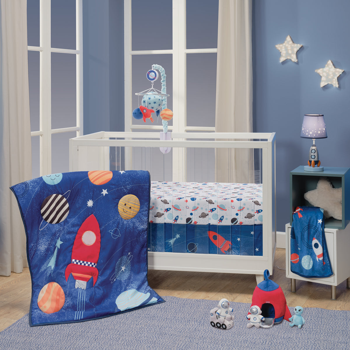 Space Galaxy Baby Crib Bedding and Nursery Decor