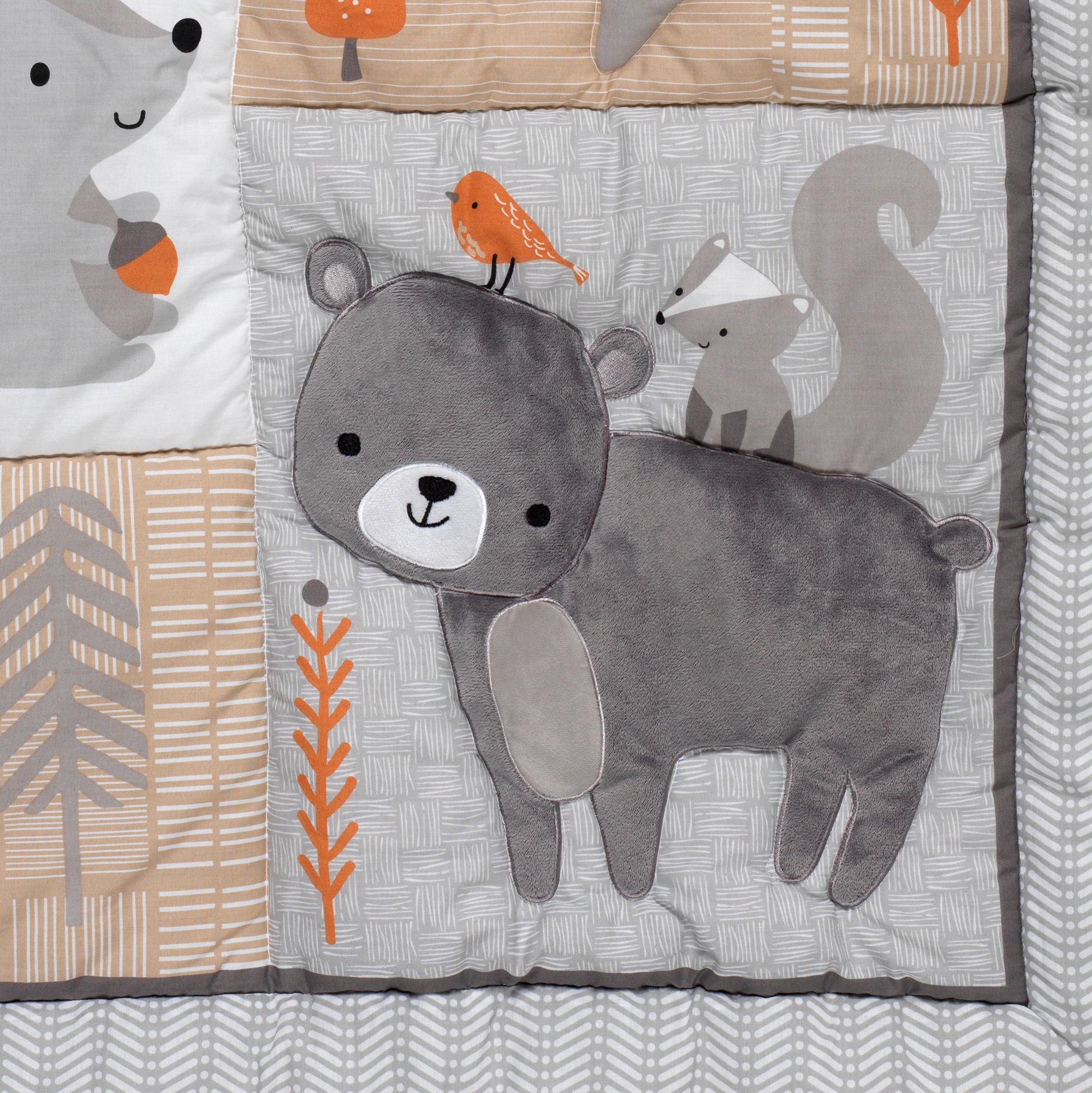 Acorn Gray/Beige/White/Orange Woodland Fox, Raccoon, Squirrel