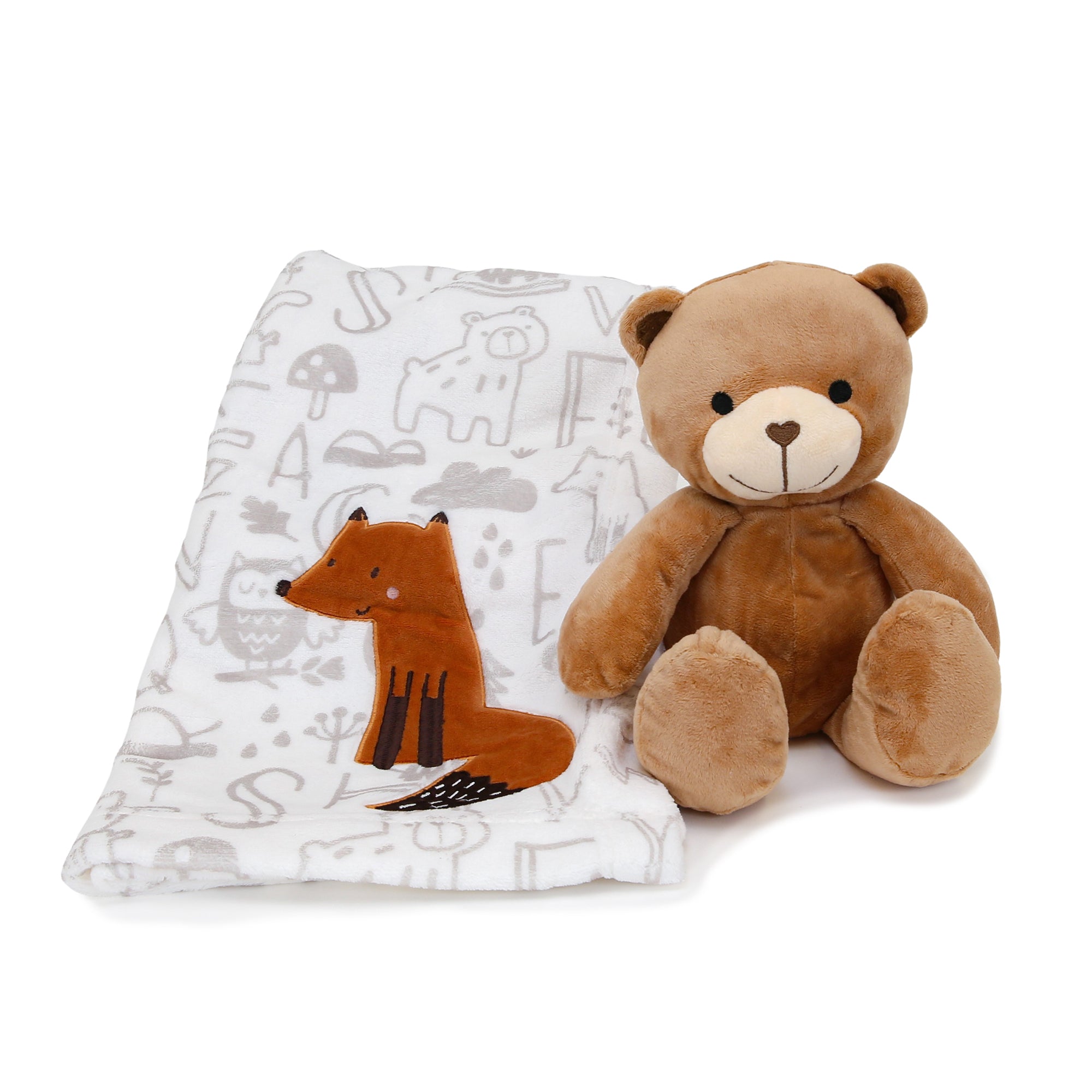 Plush Bear Stuffed Animal & Fox Baby Blanket Gift Set – Lambs & Ivy