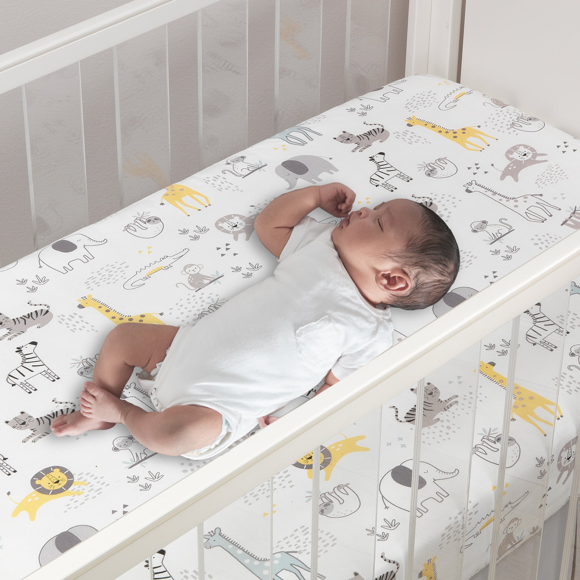 Animal Jungle Cotton Fitted Crib Sheet by Lambs & Ivy