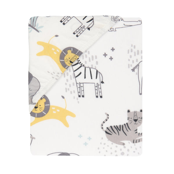 Animal Jungle Cotton Fitted Crib Sheet by Lambs & Ivy